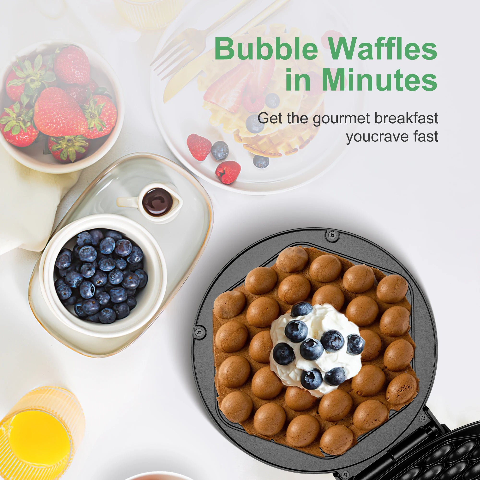 Professional 950W Non-Stick Bubble Waffle Maker