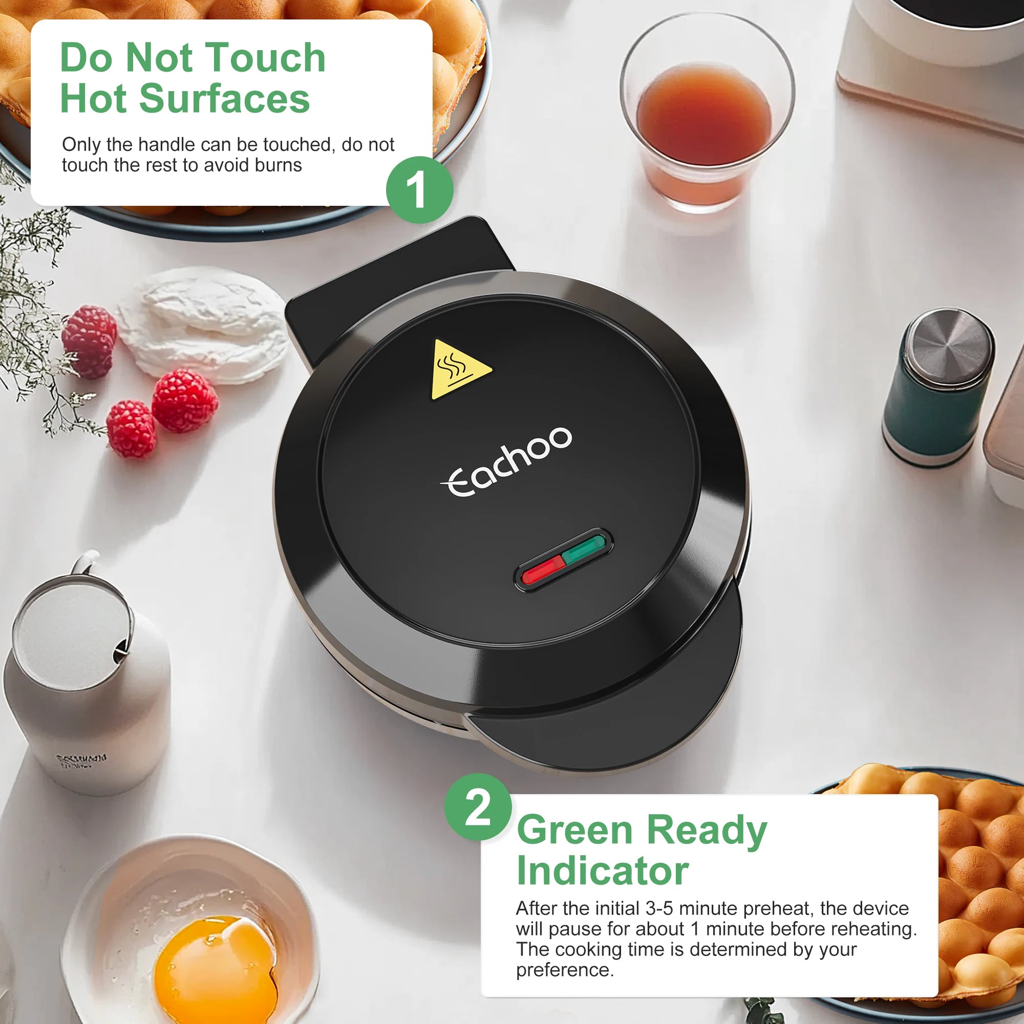Professional 950W Non-Stick Bubble Waffle Maker