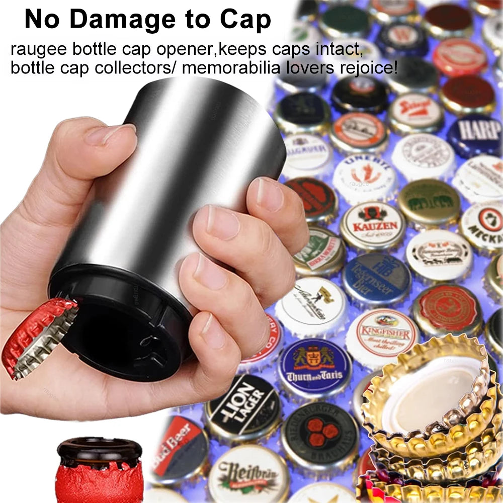Automatic Magnetic Beer Bottle Opener & Cap Catcher