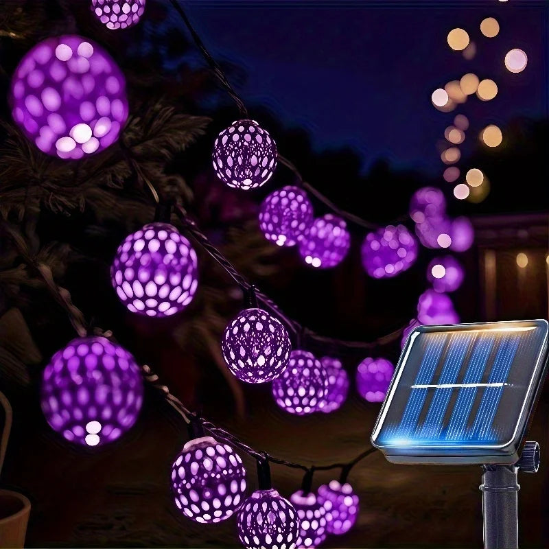 Moroccan Solar LED String Lights for Outdoor Garden & Patio