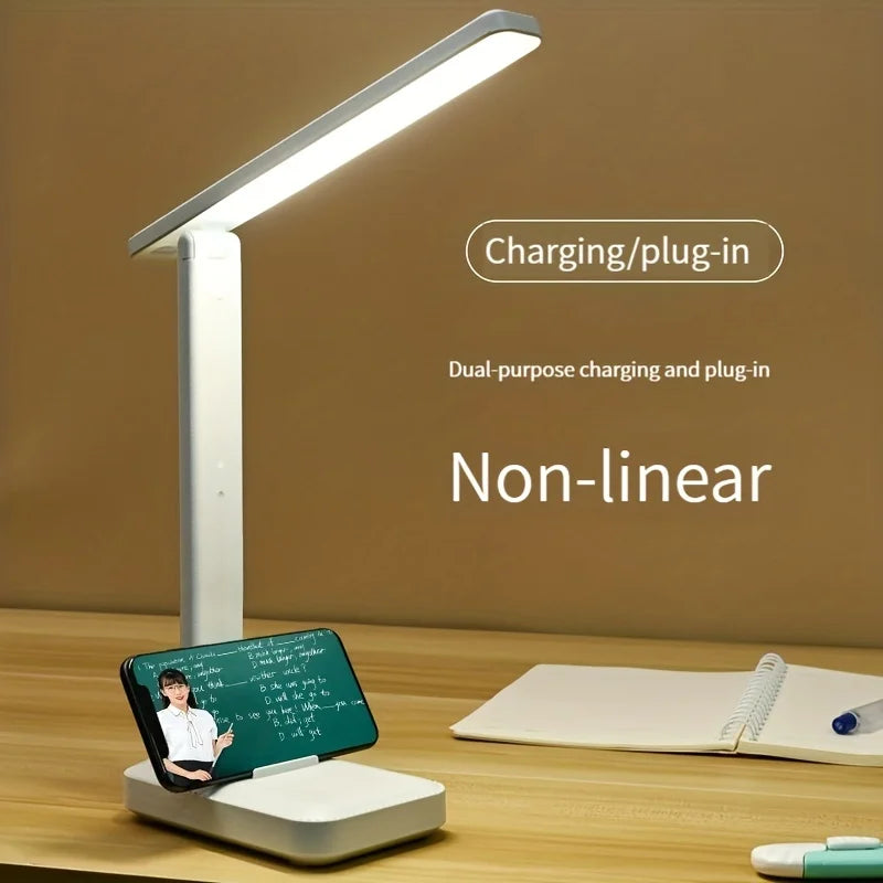 Foldable LED Desk Lamp with 3-Speed Dimming & USB Charging