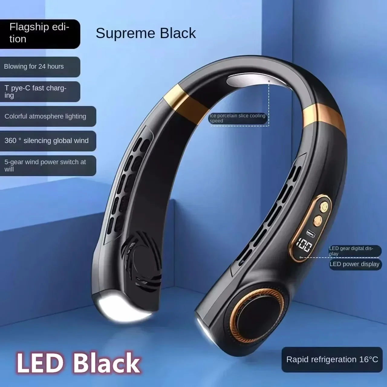 8000mAh Bladeless Portable Neck Fan & Air Cooler
