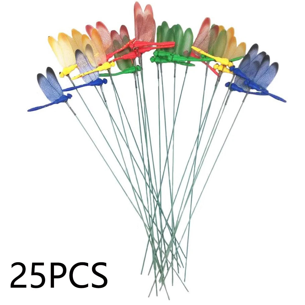 Colorful 3D Dragonfly Garden Stakes & Flower Pot Decor