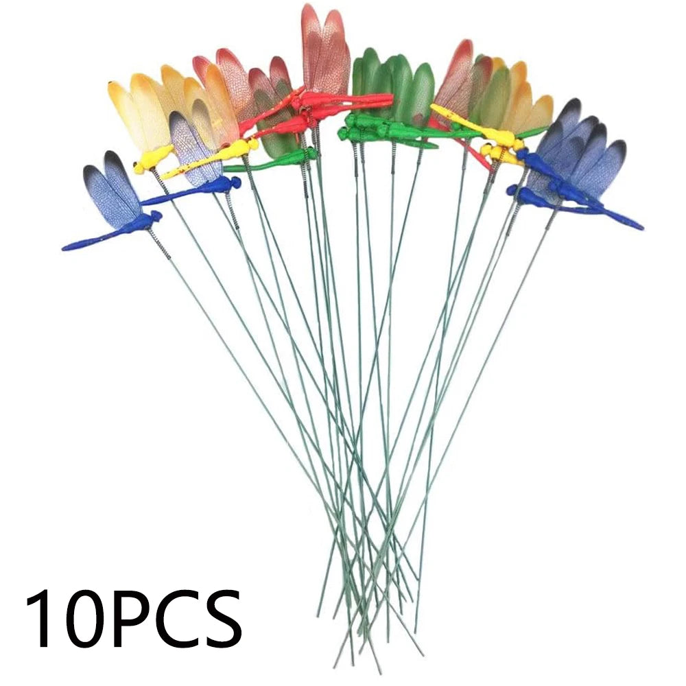 Colorful 3D Dragonfly Garden Stakes & Flower Pot Decor
