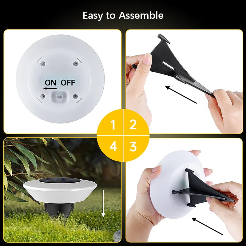 4-Pack Solar LED Ground Lights for Outdoor Pathways & Yards