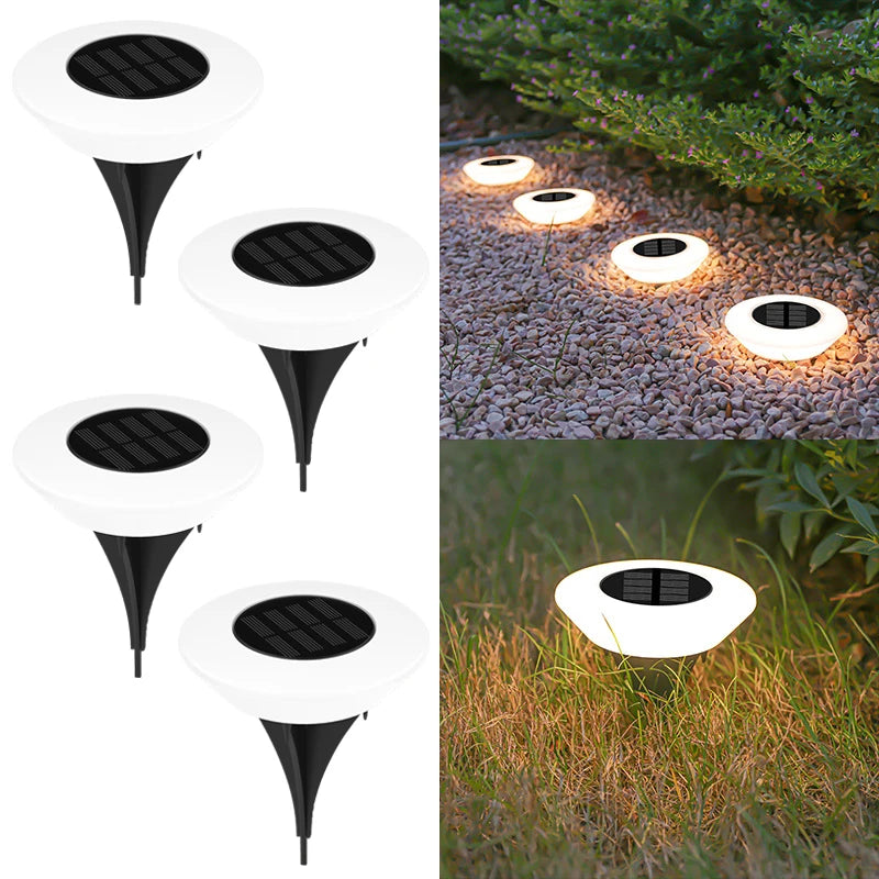4-Pack Solar LED Ground Lights for Outdoor Pathways & Yards