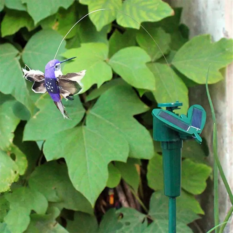 Solar Flying Hummingbird Garden Ornament - Realistic Fluttering Art