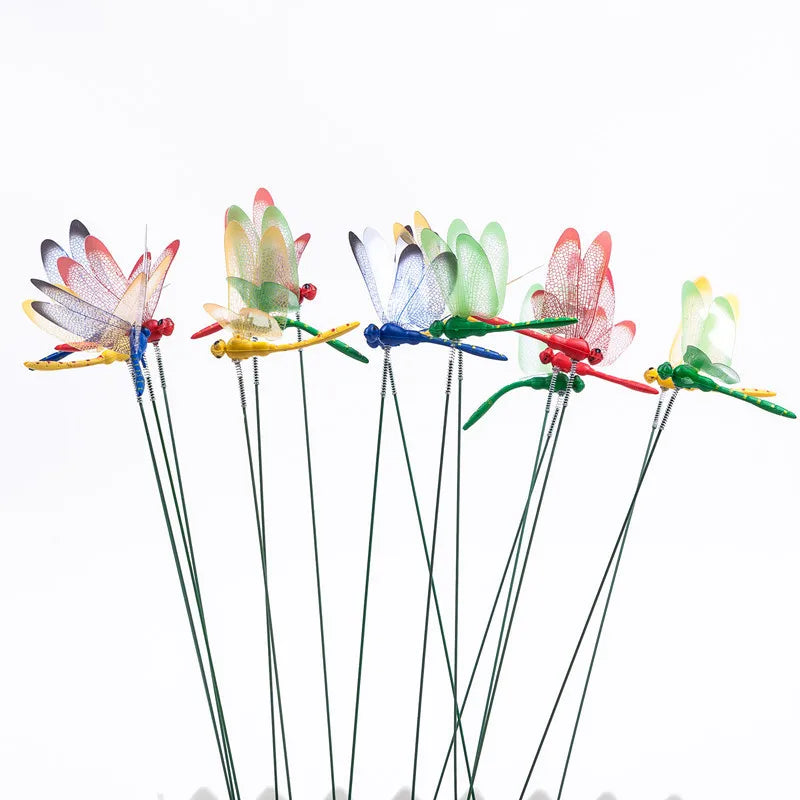 Colorful 3D Dragonfly Garden Stakes & Flower Pot Decor