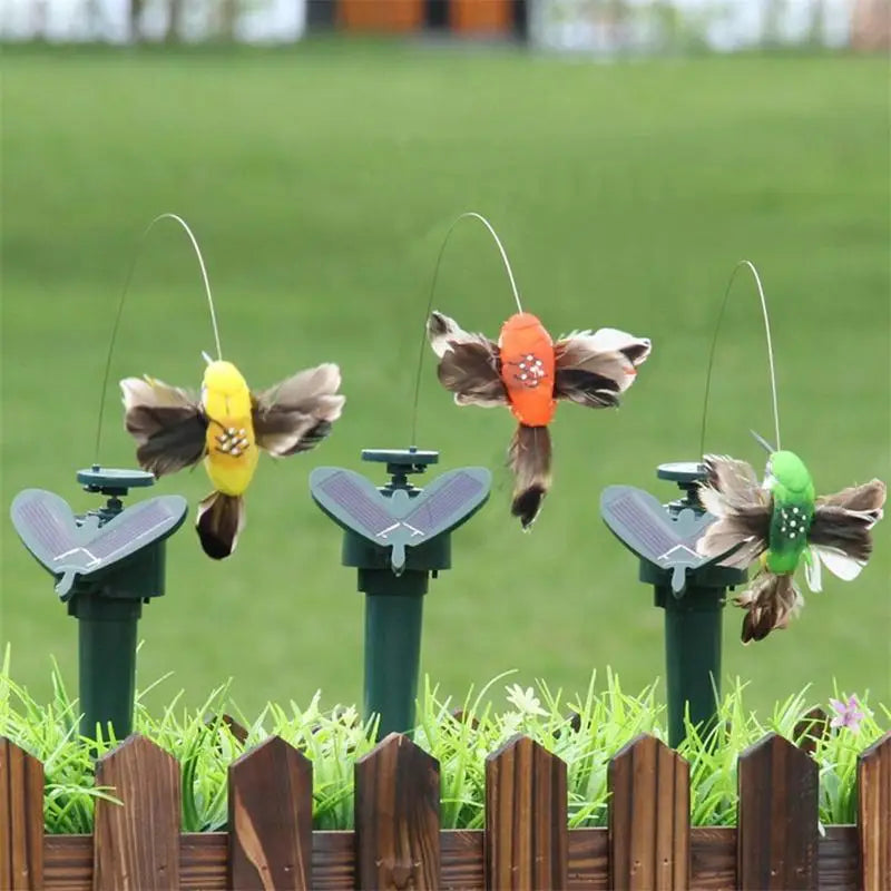 Solar Flying Hummingbird Garden Ornament - Realistic Fluttering Art