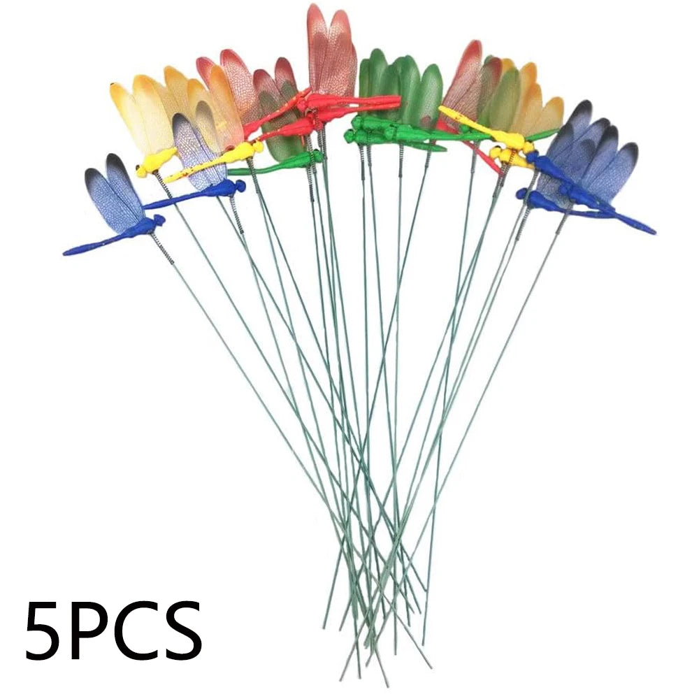 Colorful 3D Dragonfly Garden Stakes & Flower Pot Decor