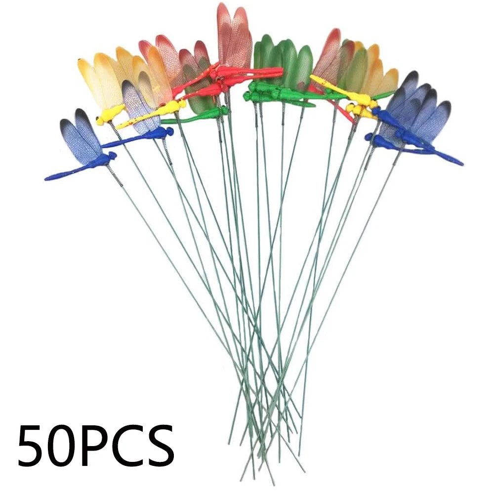 Colorful 3D Dragonfly Garden Stakes & Flower Pot Decor