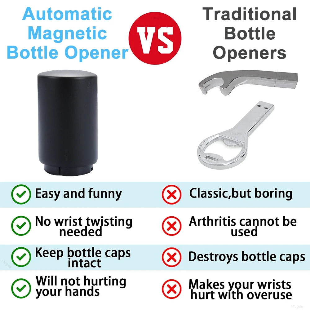 Automatic Magnetic Beer Bottle Opener & Cap Catcher
