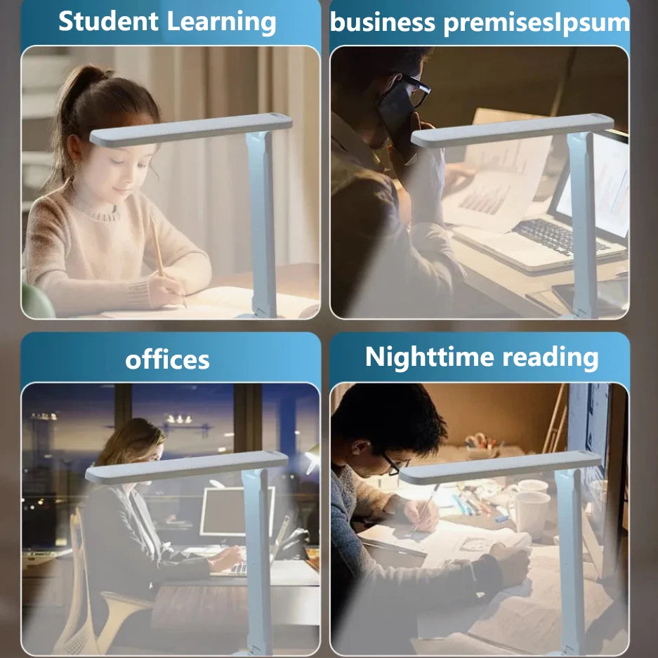 Foldable LED Desk Lamp with 3-Speed Dimming & USB Charging