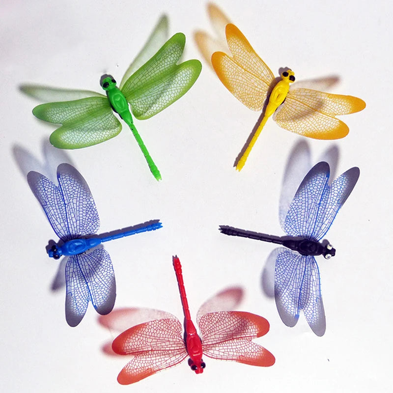 Colorful 3D Dragonfly Garden Stakes & Flower Pot Decor