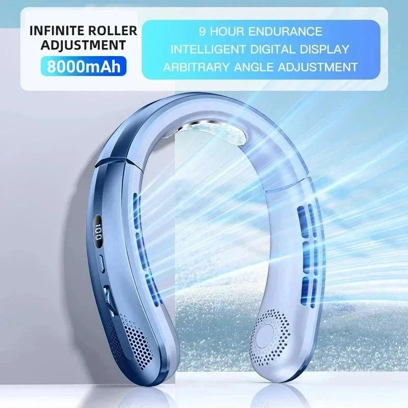 8000mAh Bladeless Portable Neck Fan & Air Cooler