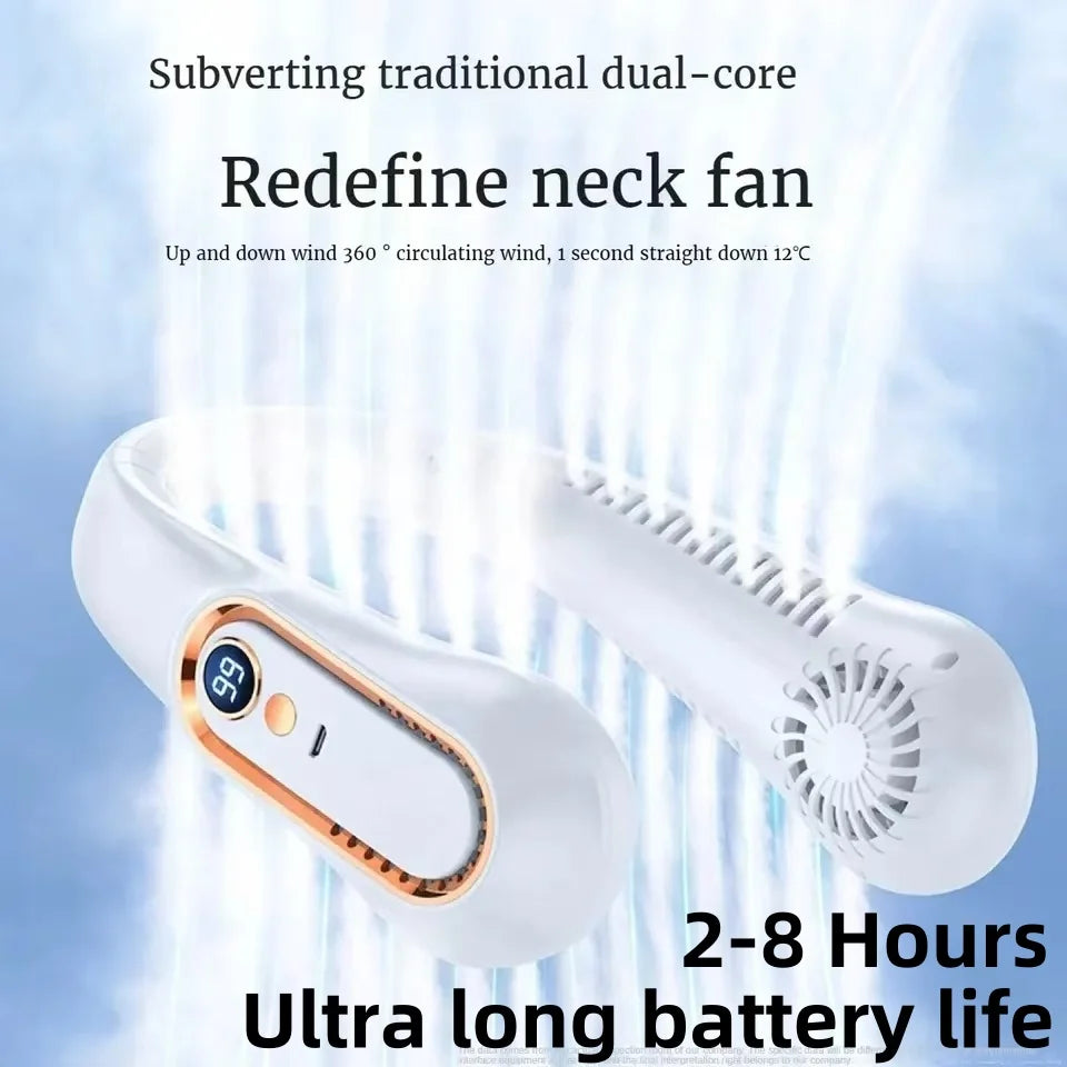 8000mAh Bladeless Portable Neck Fan & Air Cooler