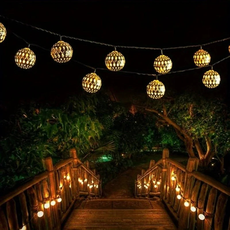 Moroccan Solar LED String Lights for Outdoor Garden & Patio