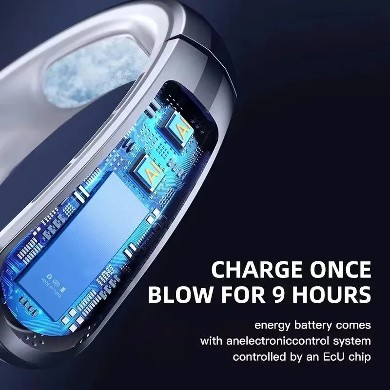8000mAh Bladeless Portable Neck Fan & Air Cooler