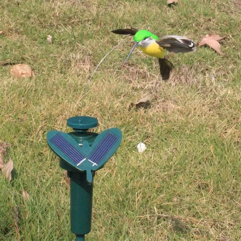 Solar Flying Hummingbird Garden Ornament - Realistic Fluttering Art