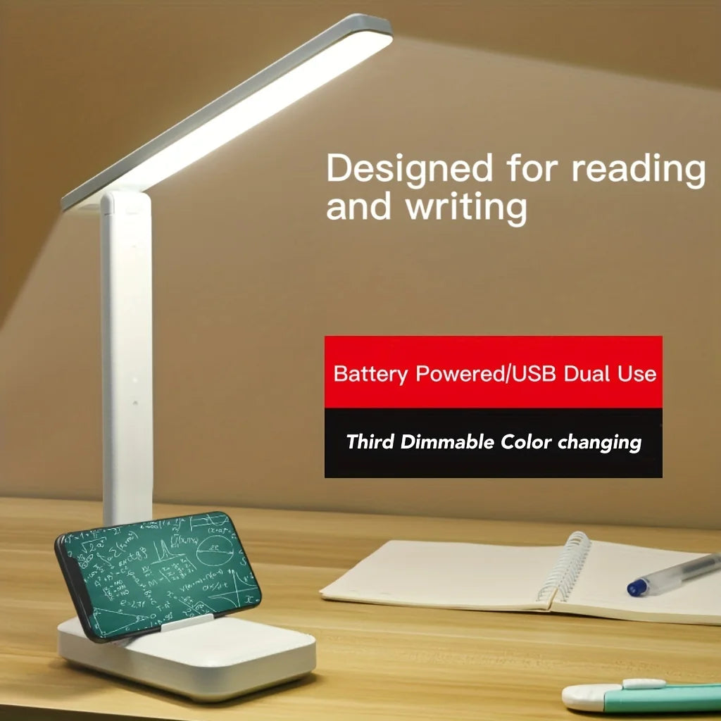 Foldable LED Desk Lamp with 3-Speed Dimming & USB Charging
