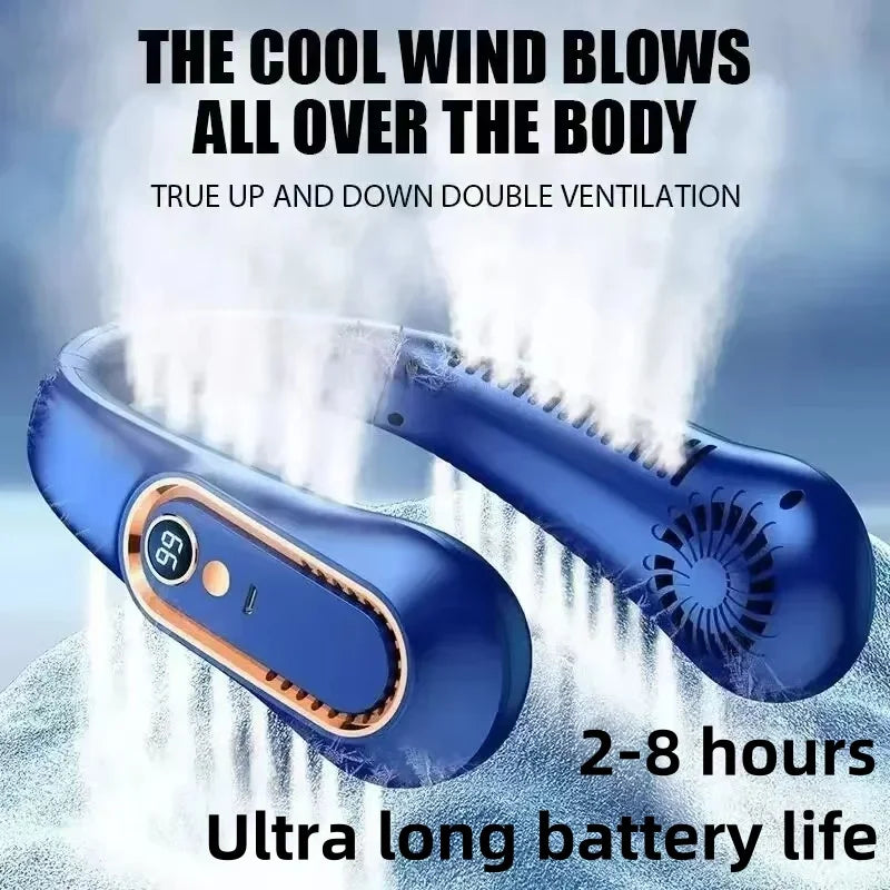 8000mAh Bladeless Portable Neck Fan & Air Cooler