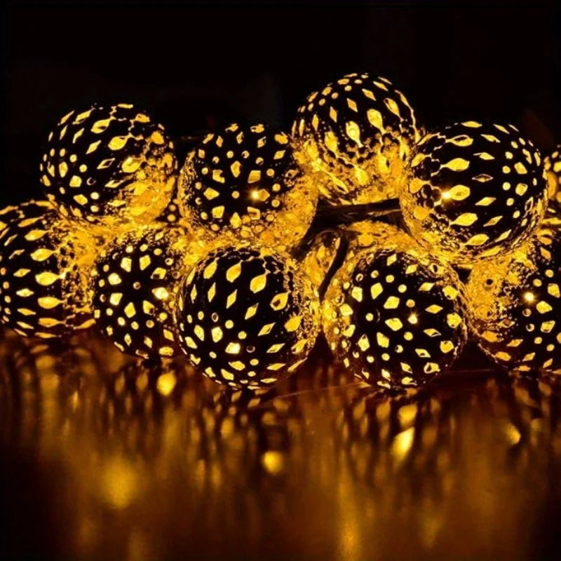 Moroccan Solar LED String Lights for Outdoor Garden & Patio