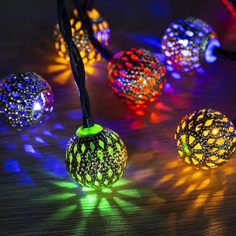 Moroccan Solar LED String Lights for Outdoor Garden & Patio