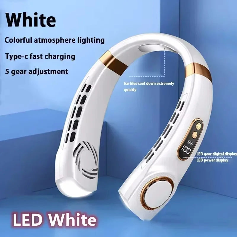8000mAh Bladeless Portable Neck Fan & Air Cooler
