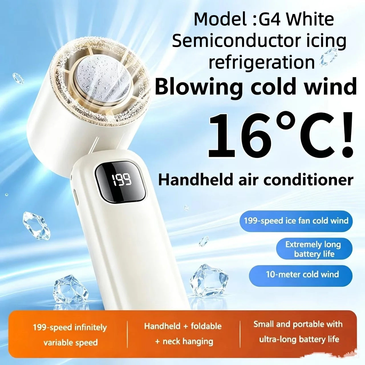 8000mAh Bladeless Portable Neck Fan & Air Cooler