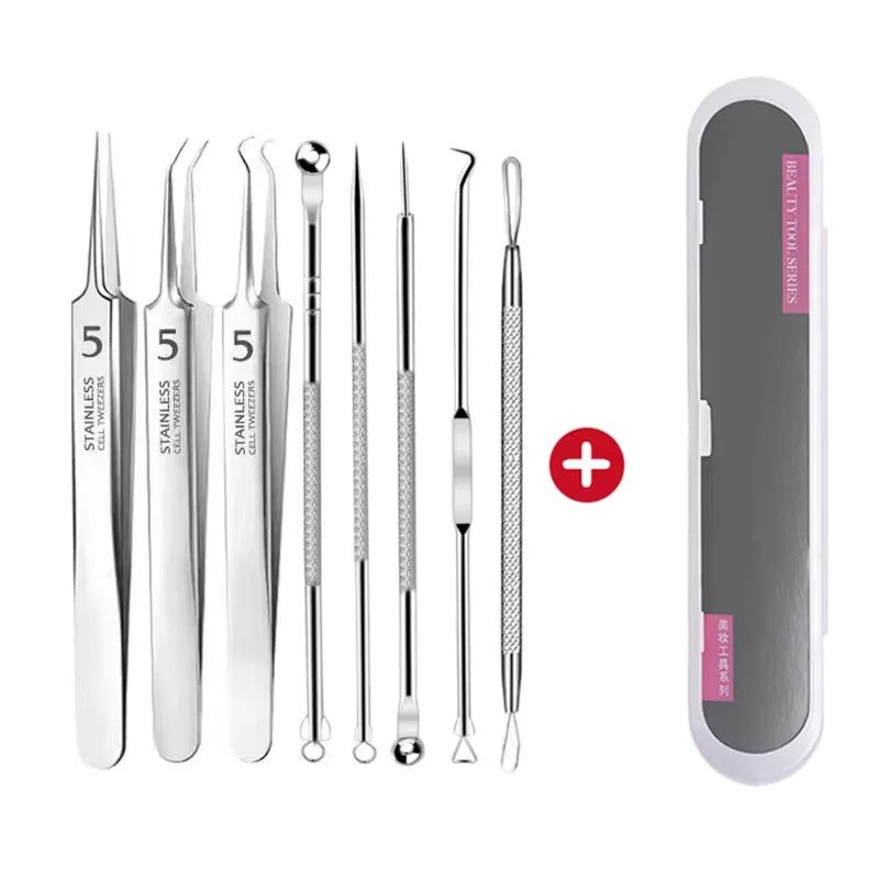 5-in-1 Blackhead Extractor: Squeeze Acne Needles for Nose & Face