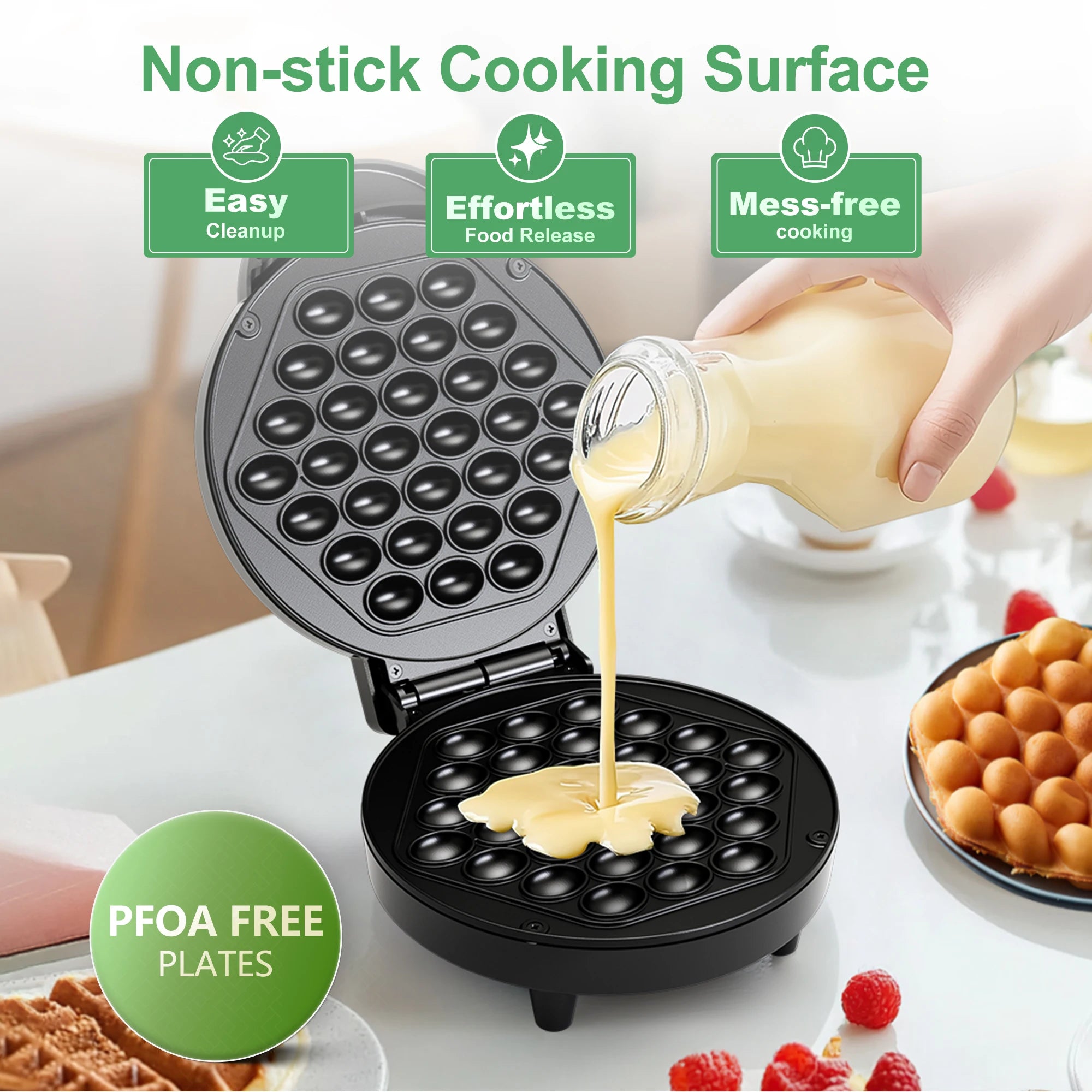 Professional 950W Non-Stick Bubble Waffle Maker